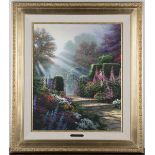 Thomas Kinkade - 'Gardens of Light I', enhanced colour print on canvas, circa 2005, editioned 405/