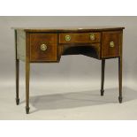 A 19th century mahogany bowfront sideboard with crossbanded borders and oak-lined drawers, height