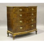 A 20th century walnut bowfront chest of drawers with crossbanded borders, height 109cm, width 108cm,