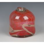 A Sam Herman (1936-2020) studio glass vase, circa 1975, of abstract globular form with swirling