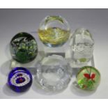 Six glass paperweights, including a Caithness limited edition Tawny Owl, No. 8/500, and a