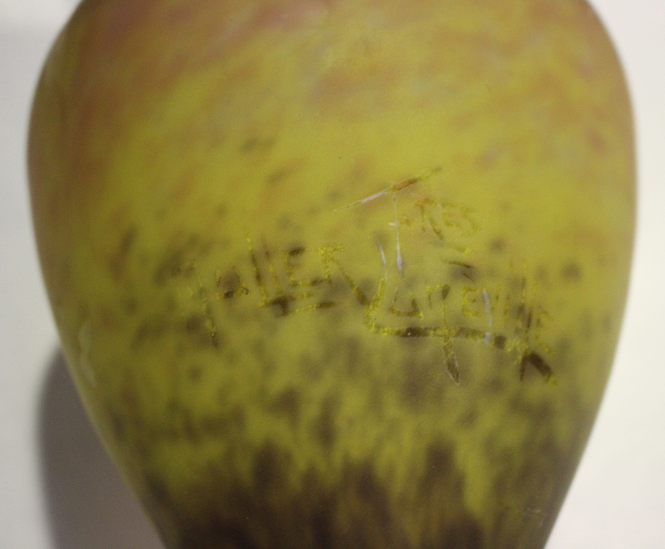 A Muller Frères Lunéville frosted glass vase, early 20th century, decorated in shades of orange, - Image 2 of 2