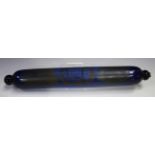 A Bristol blue glass rolling pin, 19th century, decorated with the 'Sunderland Bridge' and a sailing