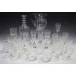 A Stuart Crystal Arundel pattern part suite of glassware, comprising a jug, a decanter, six wine