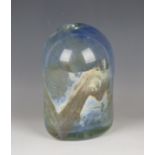 A Sam Herman (1936-2020) studio glass vase, circa 1975, of abstract globular form with swirling
