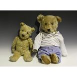 A Chiltern mohair teddy bear with amber and black eyes, stitched snout and jointed body with