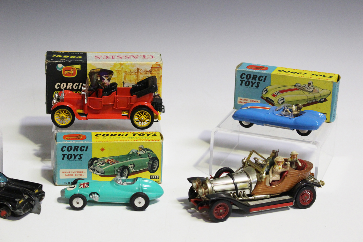 Ten Corgi Toys cars, comprising a No. 258 The Saint's car Volvo P180C, a No. 424 Ford Zephyr estate, - Image 3 of 6