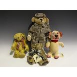 Four modern Merrythought soft toys, comprising Sherlock Holmes, Bonzo, Barton teddy bear and another