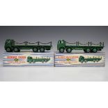 Two Dinky Supertoys No. 905 Foden flat trucks with chains, both finished in green, both boxed (