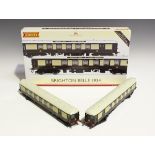 A Hornby gauge OO R.2987X Brighton Belle 1934 train pack, boxed, and three Brighton Belle cars,