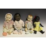 A collection of seven dolls, including a Rosebud hard plastic doll, a Pedigree doll and a Norah