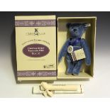 A modern Steiff Club Edition replica blue teddy bear 1908, boxed with certificate, height 32cm.