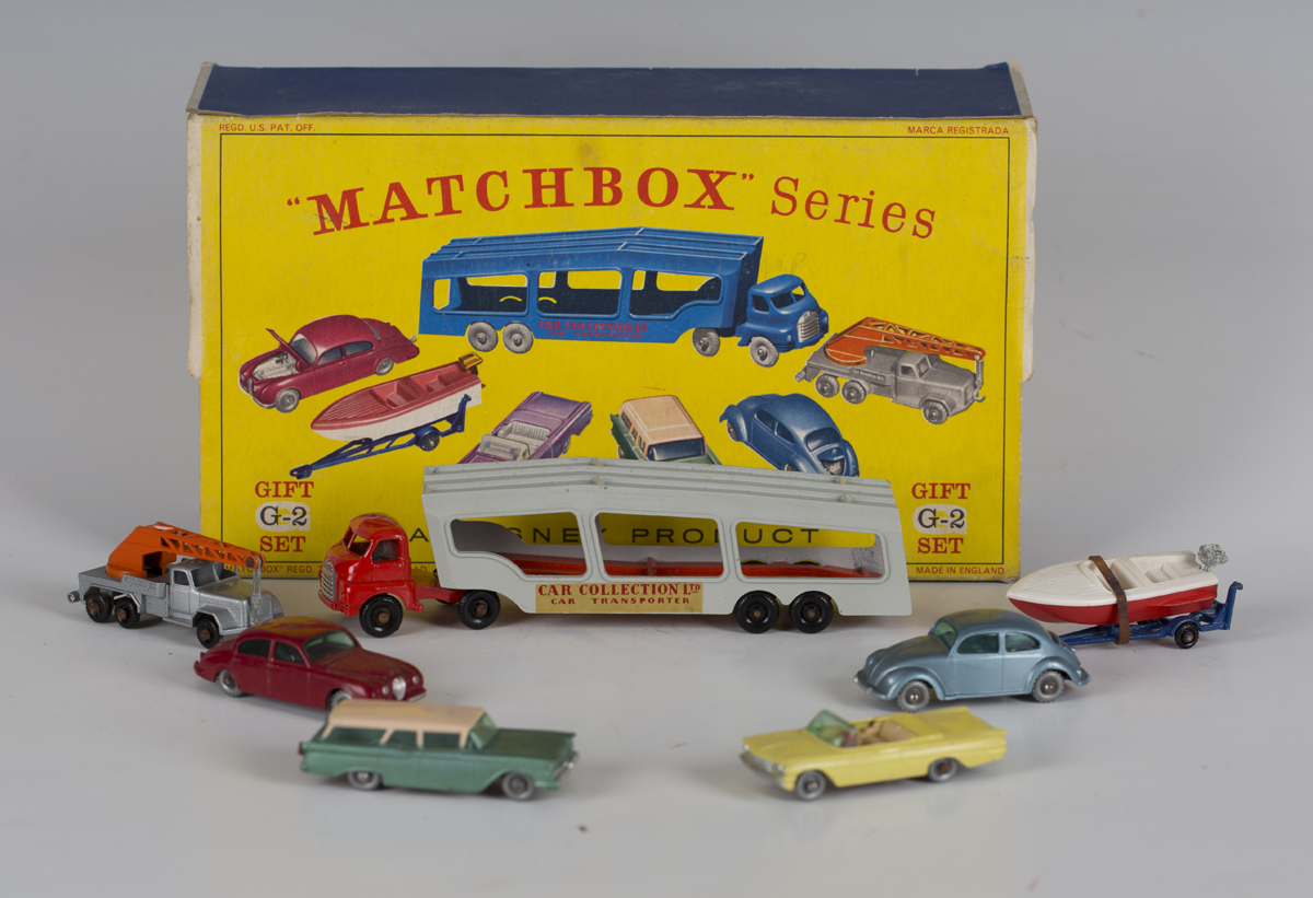 A Matchbox Series Gift Set G-2 Car Transporter Set, comprising Nos. 25, 30, 31, 39, 48, 65 and
