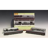 A Hornby gauge OO R.2980 EWS Manager's Train set, boxed, three R.4013 Eurostar passenger saloons,