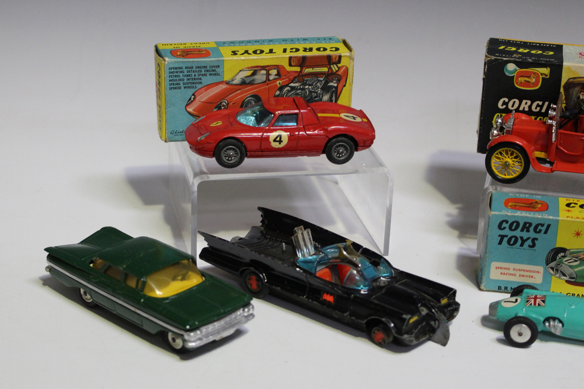 Ten Corgi Toys cars, comprising a No. 258 The Saint's car Volvo P180C, a No. 424 Ford Zephyr estate, - Image 2 of 6