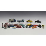 A collection of diecast vehicles and figures, including Corgi Toys, Matchbox 1-75 and Models of