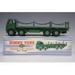 A Dinky Toys No. 905 Foden flat truck with chains, finished in green, boxed, the lid bearing an