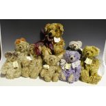 Eight Julie Shepherd artist teddy bears, comprising Travis, Bobbi, Clarissa, Viola, Sam, Jilly,