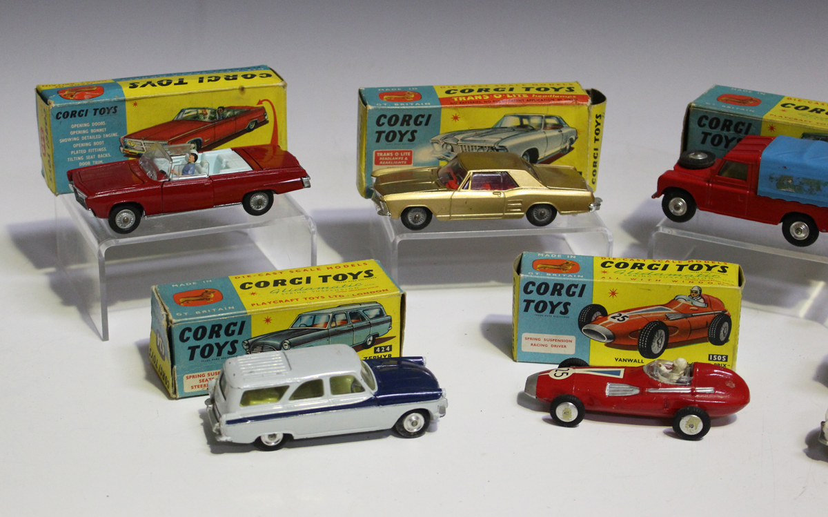 Ten Corgi Toys cars, comprising a No. 258 The Saint's car Volvo P180C, a No. 424 Ford Zephyr estate, - Image 6 of 6