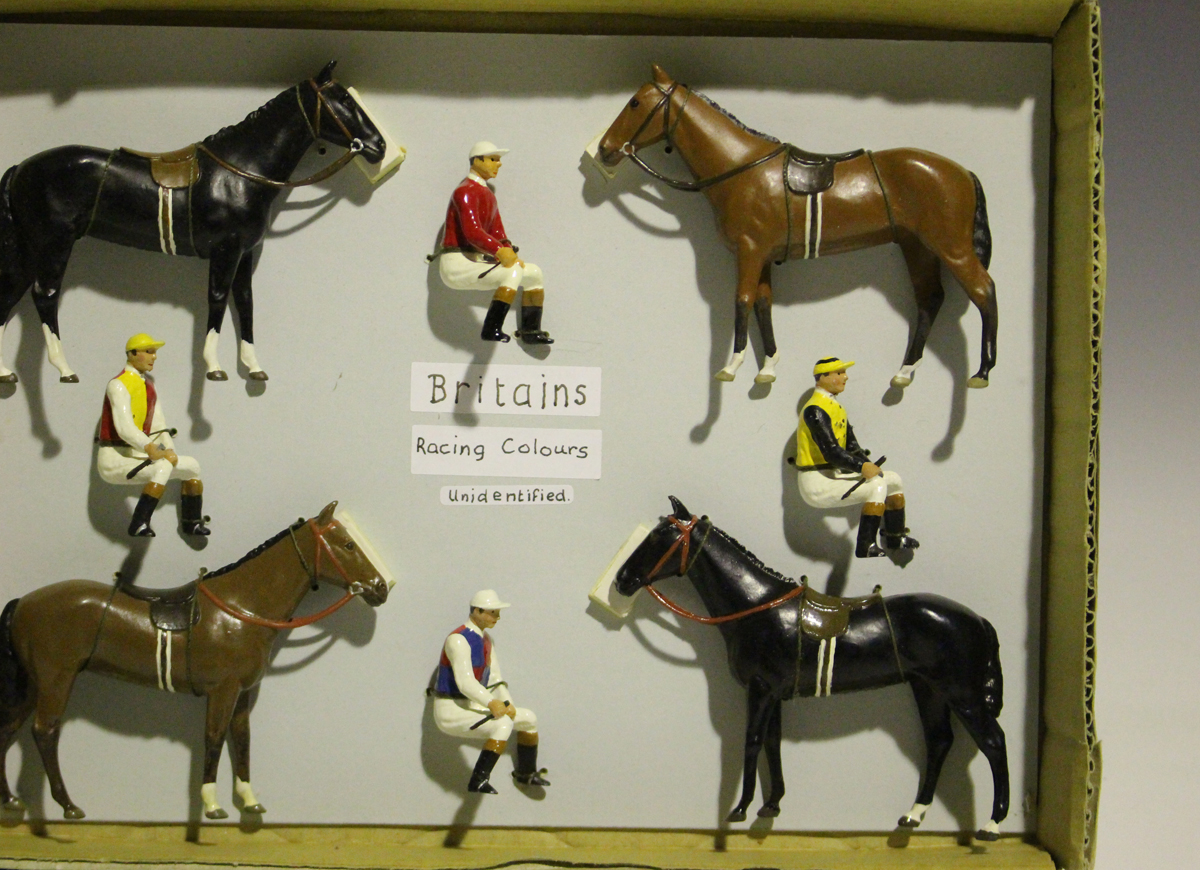 Four repainted Britains Racing Colours of Famous Owners racehorses and jockeys, unidentified, - Image 2 of 3