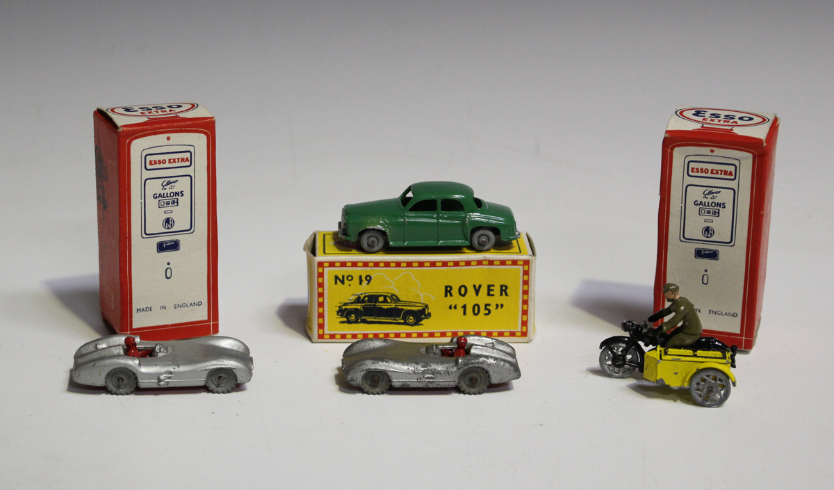 A Morris & Stone Esso Petrol Pump Series No. 1 AA motorcycle patrol, boxed, a No. 7 Mercedes-Benz