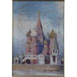 Nikas Safronov - Saint Basil's Cathedral, Moscow, 20th century oil on canvas, signed verso, 34cm x