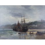 Robert Ernest Roe - Scarborough Fishing Boats, 19th century oil on canvas, signed and dated '88