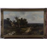 Koekkoek, probably Hendrik Pieter Koekkoek - Landscape with Figures upon a Country Path beside a