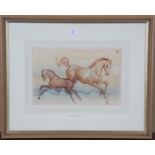 John Skeaping - Horse and Foal, ink with watercolour, signed with monogram and dated '28, 21cm x