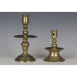 A Dutch brass Heemskirk candlestick, late 17th/early 18th century, the base detailed 'Iglesia',