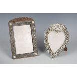 A late 19th century tortoiseshell and engraved ivory frame of heart shaped form, height 20cm,