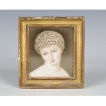 Franchi - a 19th century watercolour on ivory portrait miniature of a young lady, bearing