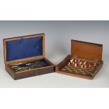 A small group of collector's items, including a 19th century rosewood cased brass drawing instrument