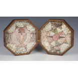 A late 19th/early 20th century mahogany double-cased octagonal sailor's shell valentine, the two