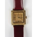 An Omega 18ct gold square cased lady's wristwatch, the signed jewelled movement numbered '19116197',