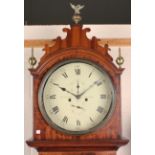 An early 19th century Scottish mahogany longcase clock with eight day movement striking on a bell,