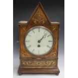 A Regency brass inlaid mahogany bracket timepiece with eight day twin fusee movement, the painted