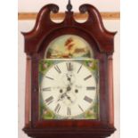 An early Victorian Scottish mahogany longcase clock with eight day movement striking on a bell,
