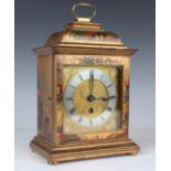 An early 20th century chinoiserie cased mantel timepiece, the movement with platform escapement, the