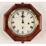 A Victorian walnut octagonal cased wall timepiece, width 21.5cm, together with a Victorian oak wheel