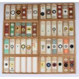 A collection of forty-two microscope specimen slides, the majority late Victorian, including