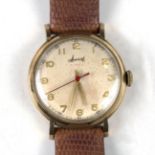 An Accurist 9ct gold circular cased gentleman's wristwatch with signed jewelled gilt movement, the