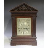 An early 20th century mahogany bracket clock with eight day twin fusee movement striking hours and