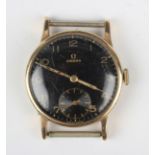 An Omega 9ct gold circular cased gentleman's wristwatch, circa 1944, the signed gilt jewelled