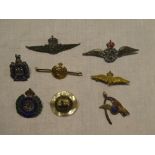 A selection of various sweethearts brooches including 9ct gold Royal Engineers, three RAF brooches,