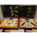 Two Meccano yellow/blue boxed sets including No 5 and No 4M
