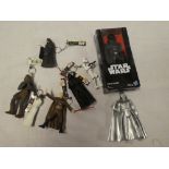 Six 2008 Star Wars key ring figures and two others