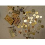 A selection of Foreign coins and banknotes