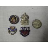 A small selection of lapel badges including Hampshire Isle of Wight National Reserve,