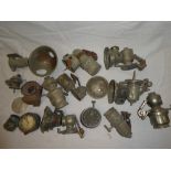 A selection of various old part carbide lamps,